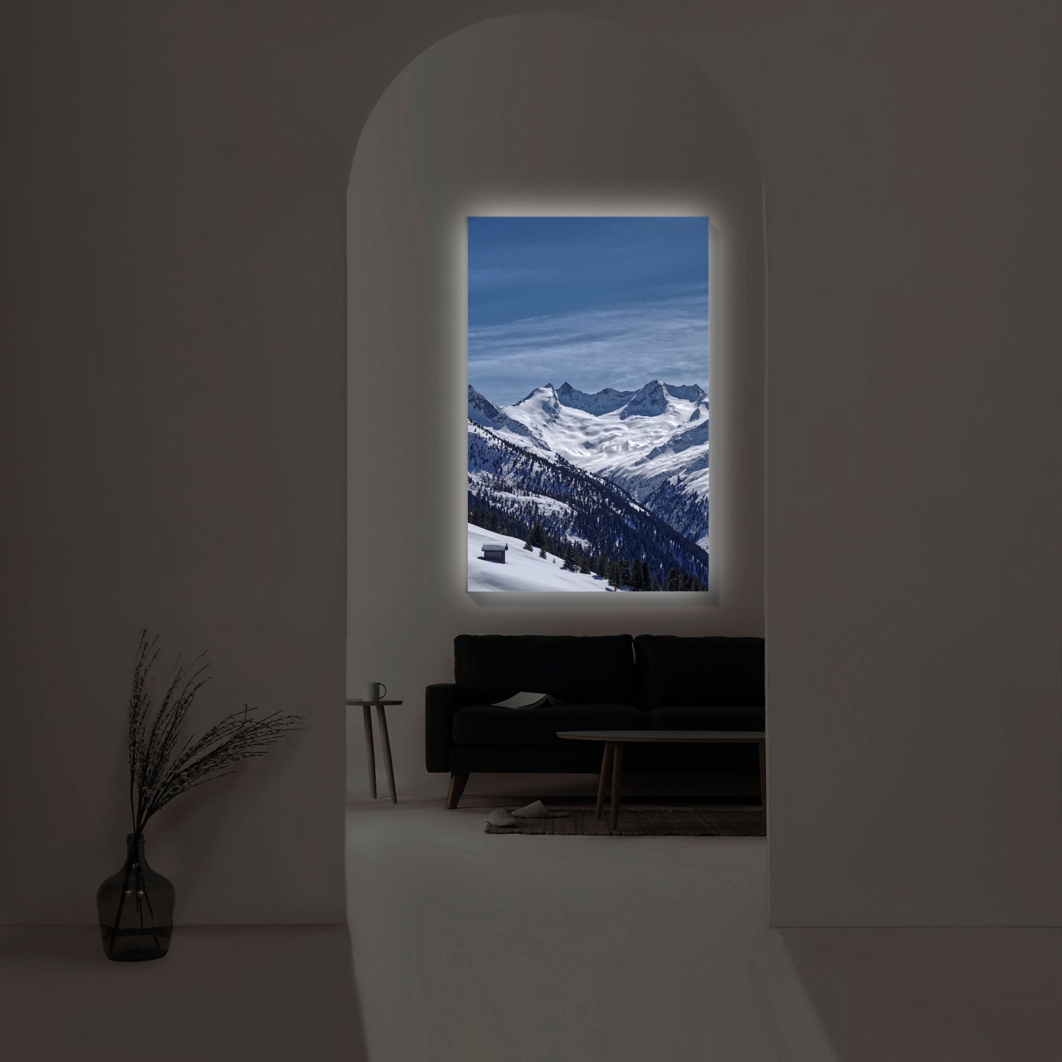 Kleine Hütte im Tiefschnee | Wandbild Alpen