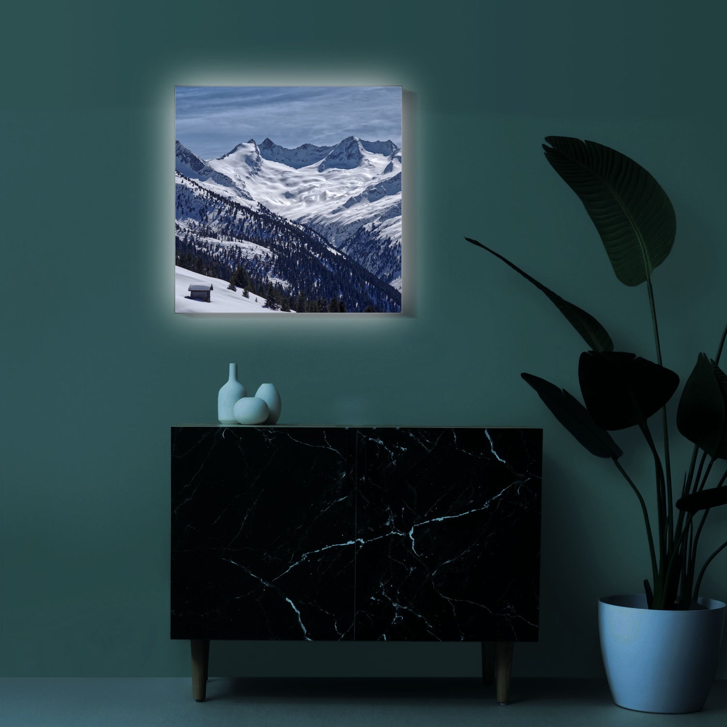 Kleine Hütte im Tiefschnee | Wandbild Alpen