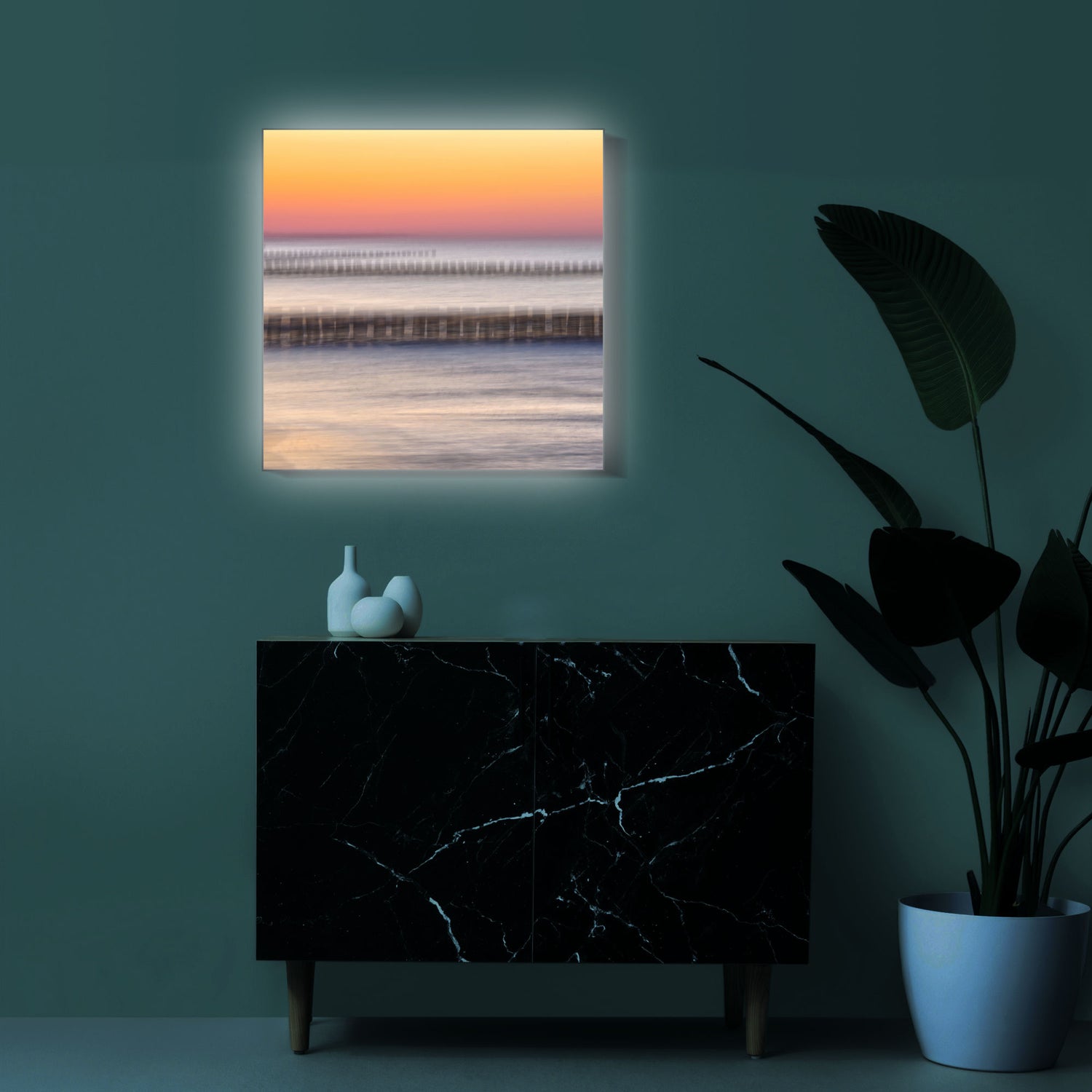 Abendstimmung am Meer | abstraktes Wandbild