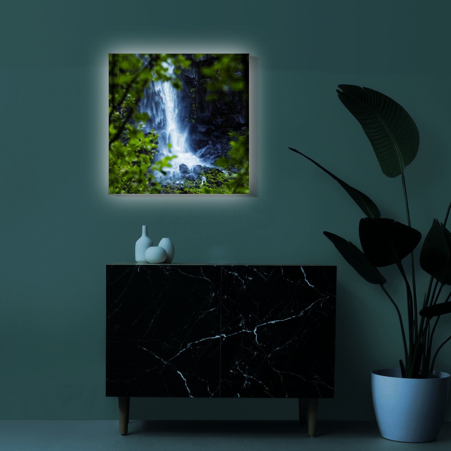 Blick zum Wasserfall | Wandbild Island