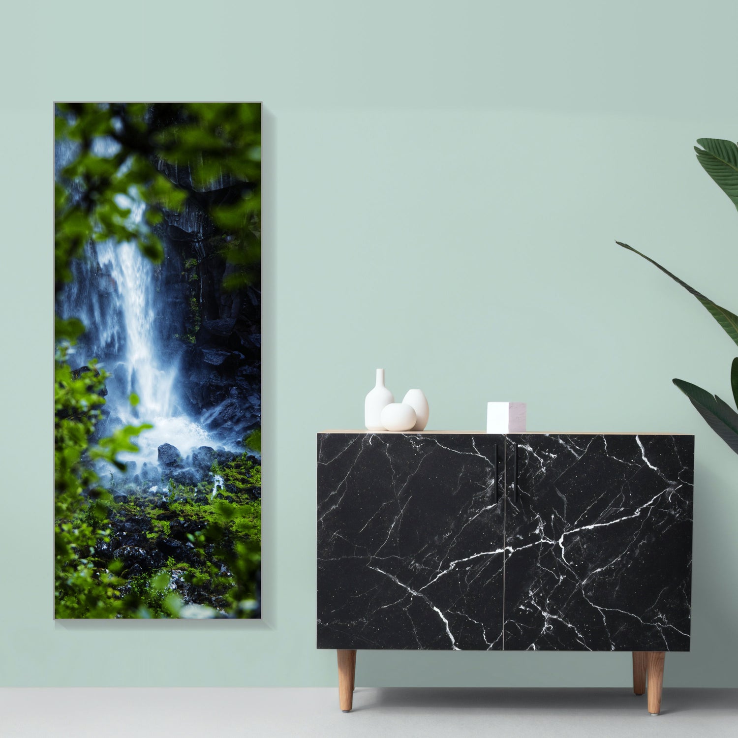 Blick zum Wasserfall | Wandbild Island